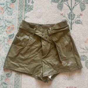 PAIGE High Waist Olive Belted Shorts